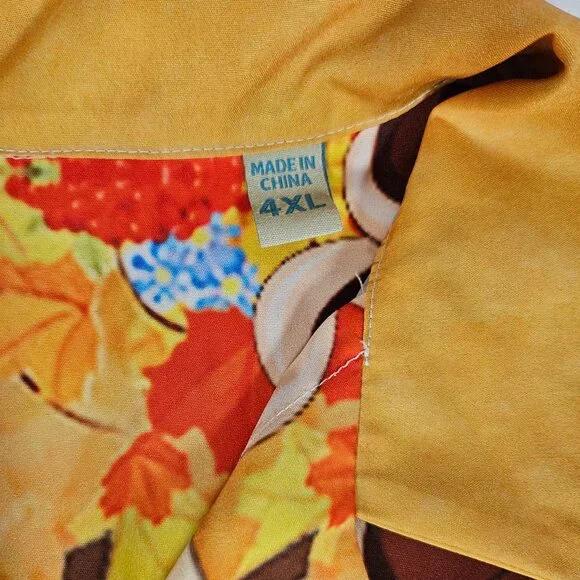 Turkey Thanksgiving Colorful Button Short Sleeve Shirt Men's Size 4XL Funny - Picture 3 of 6